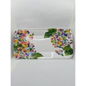 Rachel & Zoe Melamine Pansy Serving Tray Floral  15x8"  Spring Easter vibes